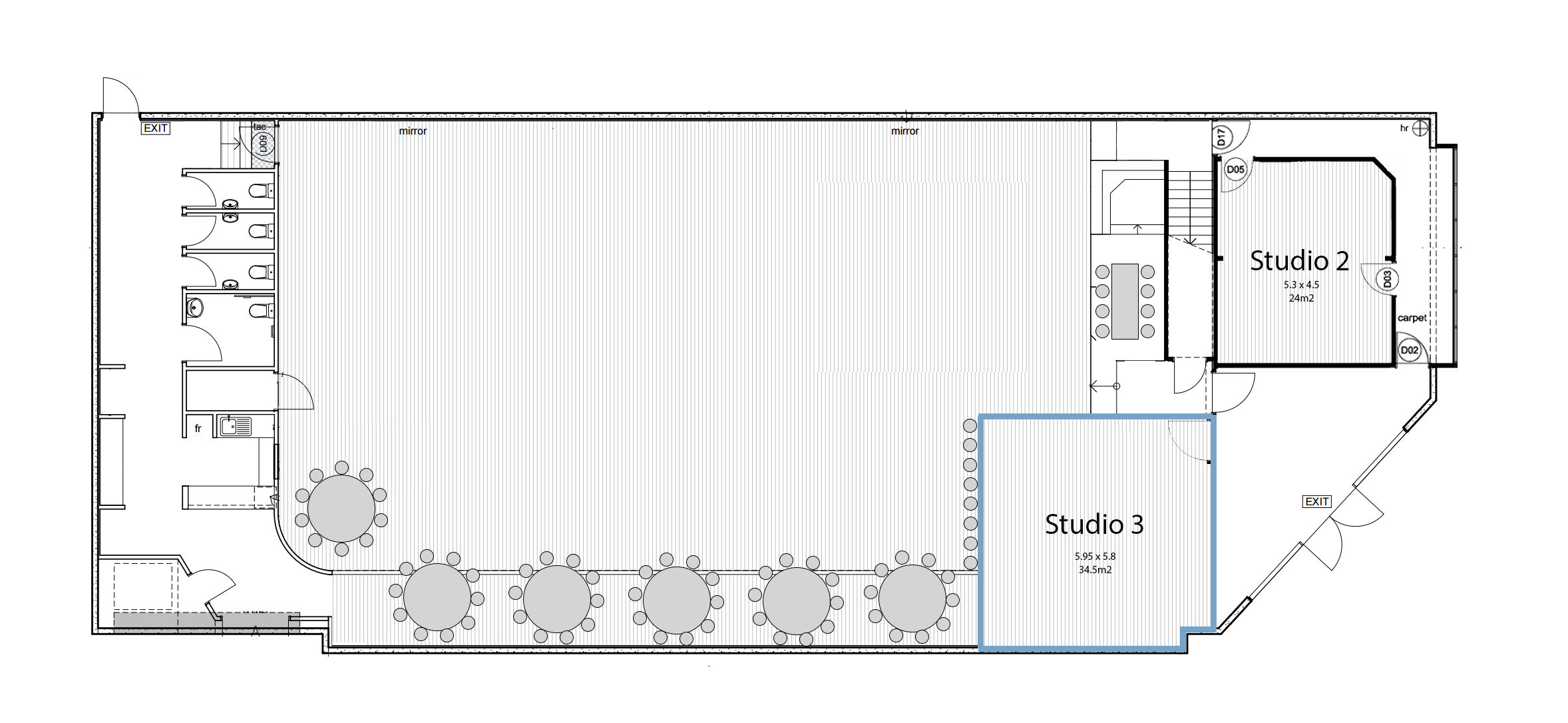 Studio 3 - Seating Plan